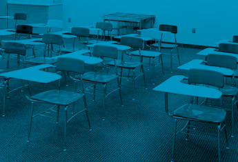 primary school desk in clean facility classroom