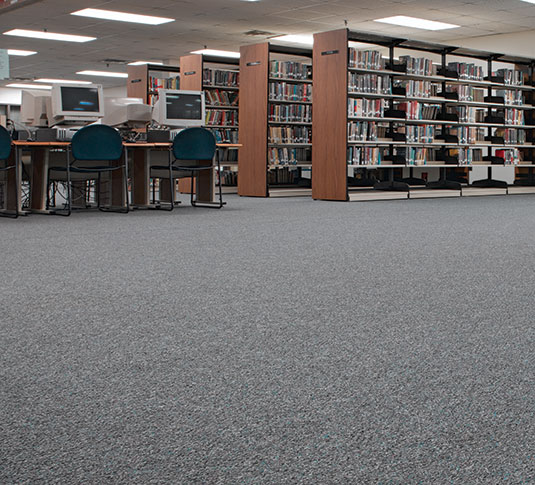 Library with carpeted floor Library with carpeted floor