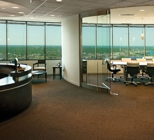 Office with carpeted flooring Office with carpeted flooring