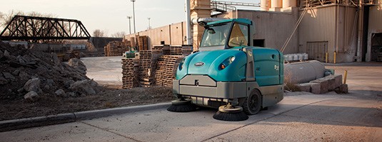 S30 Ride-On Sweeper in Industrial Setting - Cement Yard S30 Ride-On Sweeper in Industrial Setting - Cement Yard