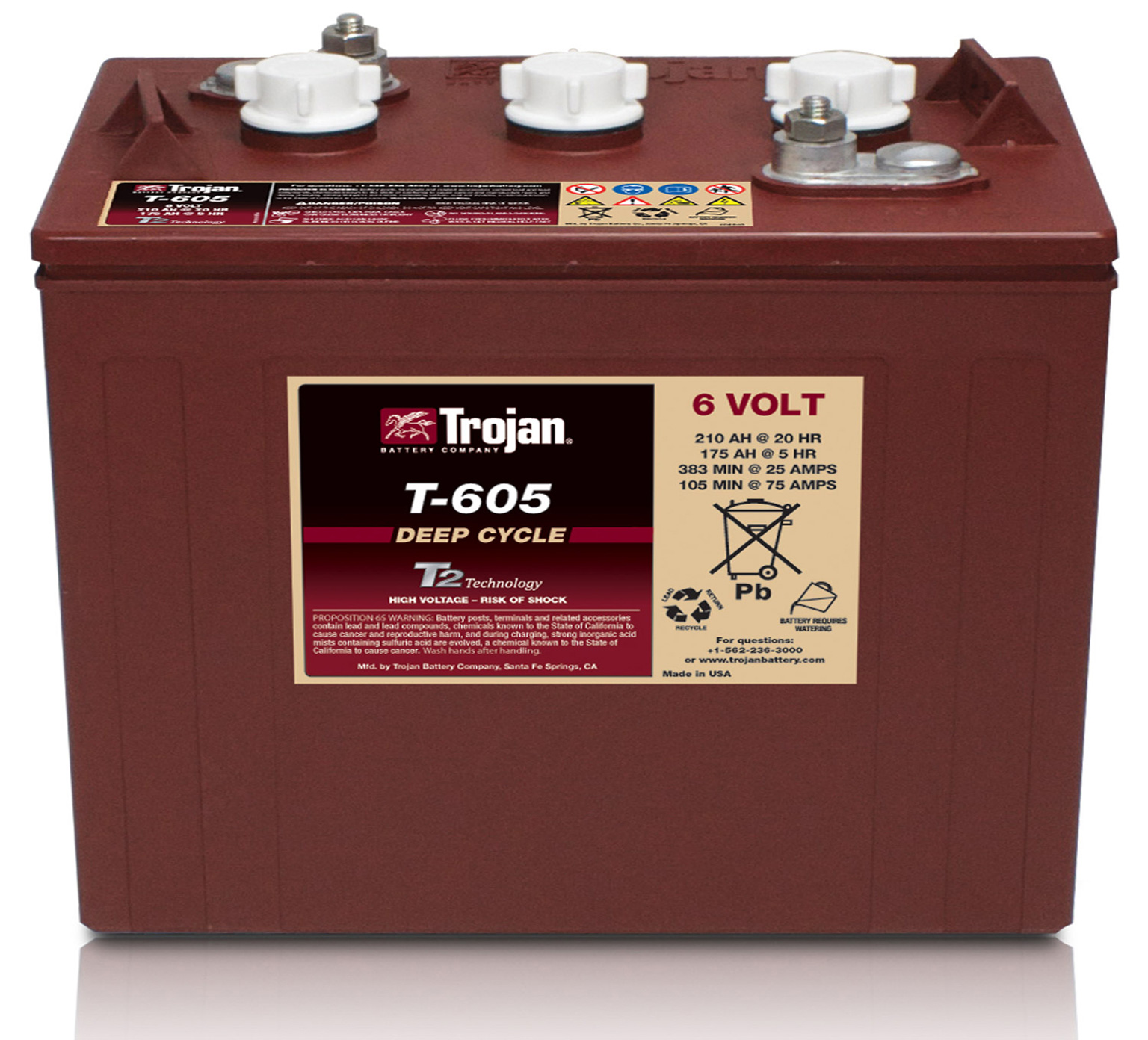 1227180 6 Volt Wet Trojan Battery alt 1