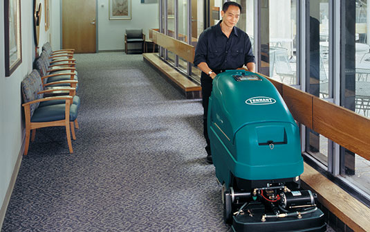 Tennant Company carpet extractor cleaning hospital carpet hallway Tennant Company carpet extractor cleaning hospital carpet hallway