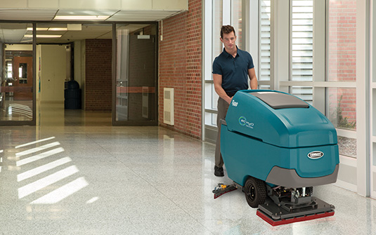 Tennant T600 cleaning school hallway floors Tennant T600 cleaning school hallway floors