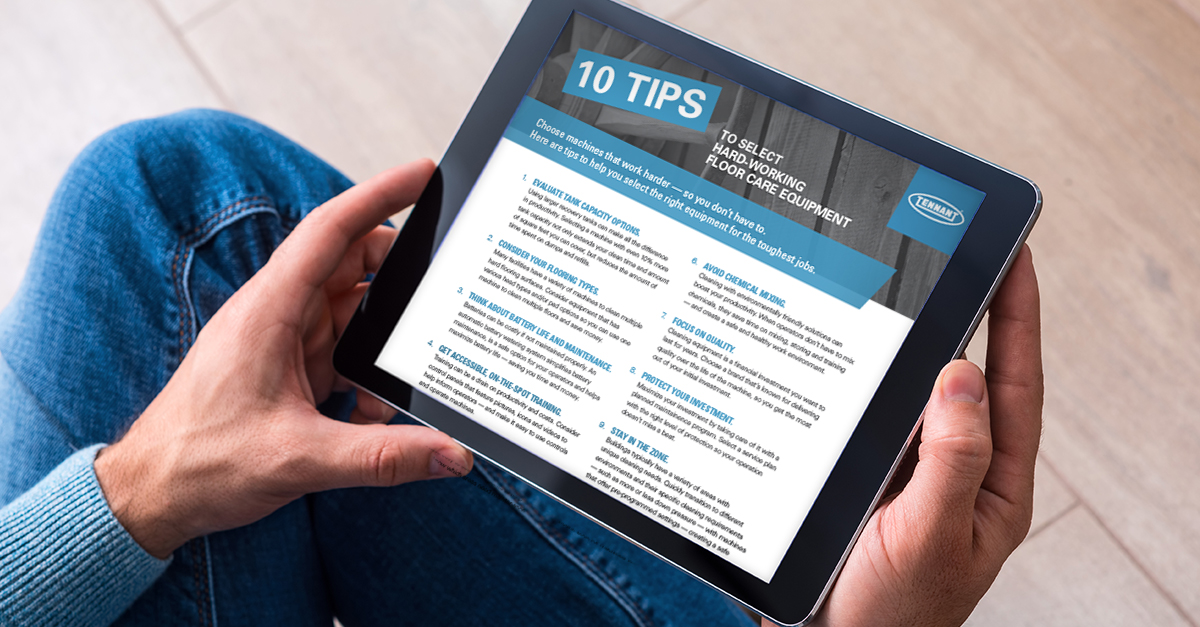 Person Looking at Equipment Selection Tip Sheet on Tablet Person Looking at Equipment Selection Tip Sheet on Tablet