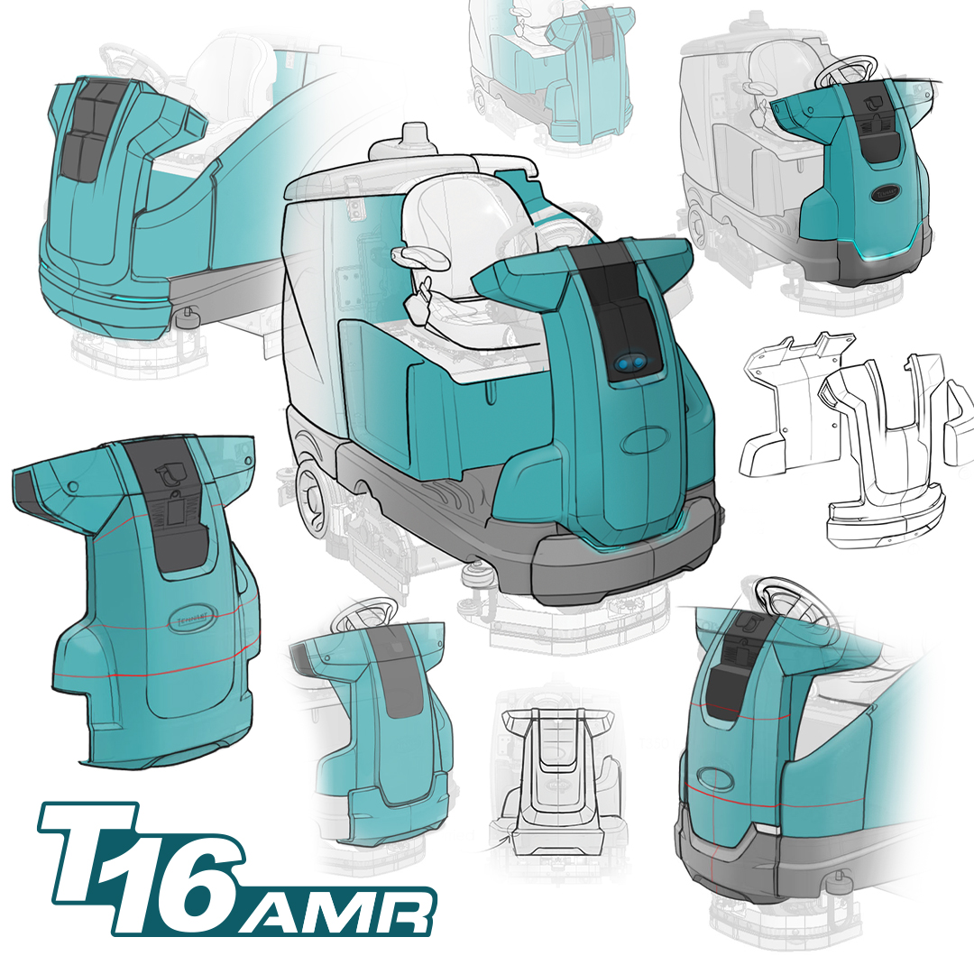 T16AMR floor cleaning machine 2D sketches 