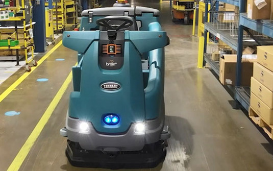 T16AMR robotic floor scrubber cleaning warehouse T16AMR robotic floor scrubber cleaning warehouse