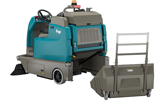 Tennant's S16 Ride-On Carpet Sweeper has an ease of use functionality Tennant's S16 Ride-On Carpet Sweeper has an ease of use functionality