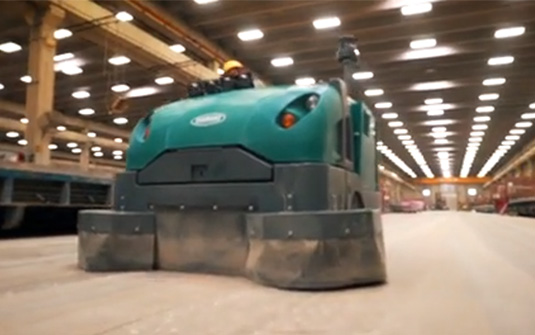 Tennant Company floor sweeper collecting silica dust with HEPA filter Tennant Company floor sweeper collecting silica dust with HEPA filter