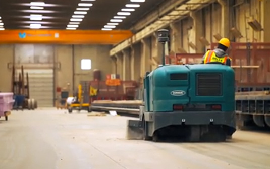 Tennant Company floor sweeper collecting silica dust with HEPA filter Tennant Company floor sweeper collecting silica dust with HEPA filter
