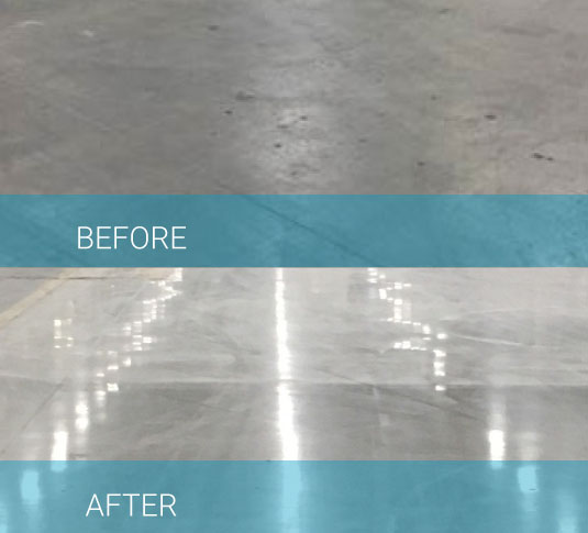 Concrete floor before and after Diamabrush Concrete floor before and after Diamabrush