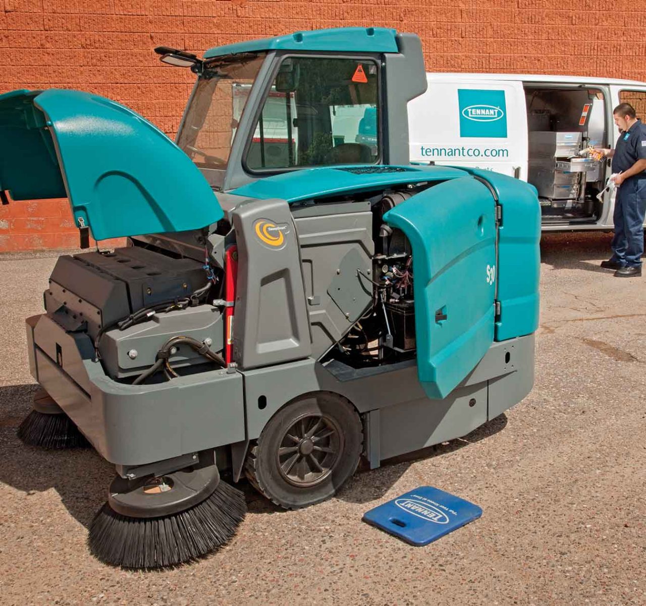 Tennant equipment being serviced Tennant equipment being serviced