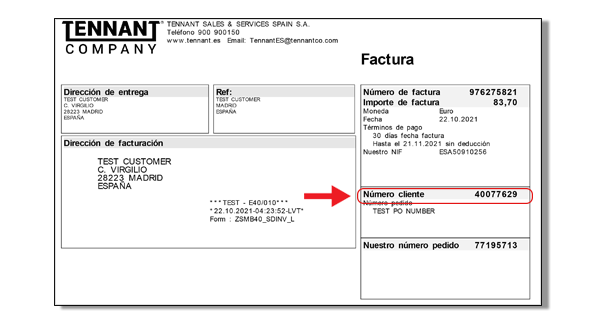 Ejemplo de factura Ejemplo de factura