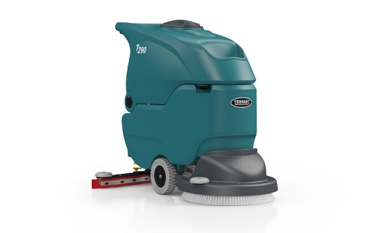 Vista lateral derecha de la restregadora de pisos Tennant T290 Vista lateral derecha de la restregadora de pisos Tennant T290