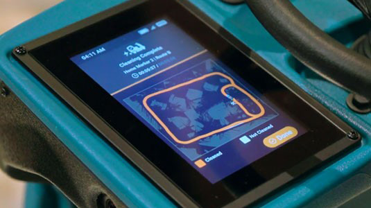 Écran d'itinéraire de la laveuse robotisée AMR