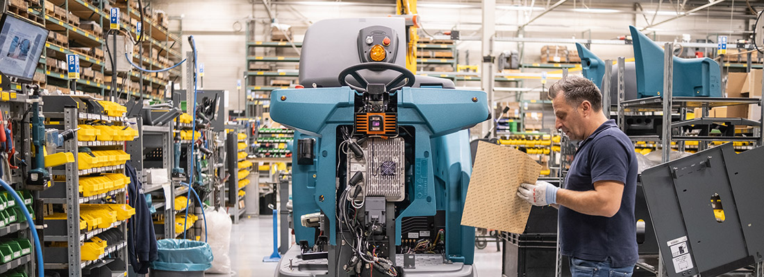 Assembling T16AMR Robotic Floor Scrubber Machine in Europe Assembling T16AMR Robotic Floor Scrubber Machine in Europe